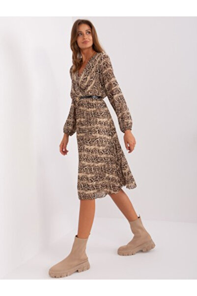 Italy Moda Women's Dress, ITALY MODA, Polyester, Flared dress, Beige, model D...