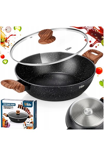 Vilde Tigaie GRANITĂ pentru prăjit și gătit în smântână, cu capac, 28 cm, 3,5L