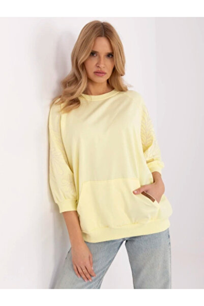 rue parıs Women's Sweatshirt, RUE PARIS, Cotton, 3/4 Sleeve, Light Yellow, mo...