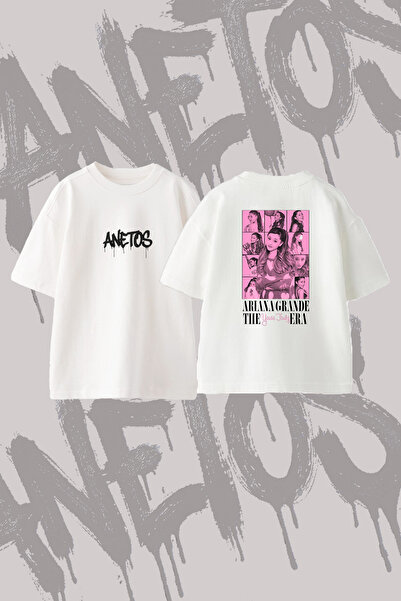 Anetos Ariana Grande_84 Design Back Printed Cotton White Oversize T-Shirt