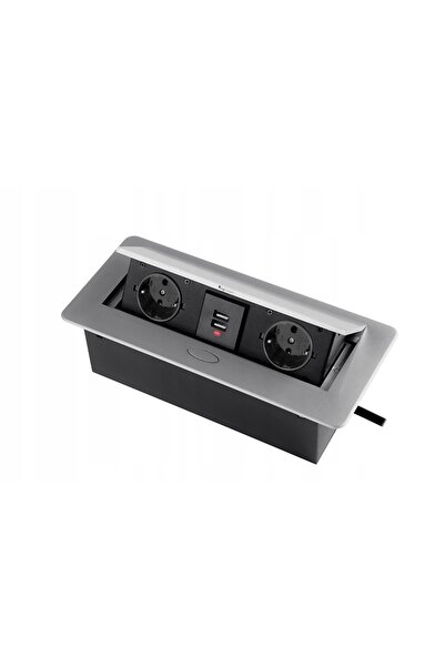 Spacetronik Priză încastrată în blat, de blat + 2 porturi USB, priză argintie
