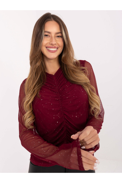 Italy Moda Bluza Dama Maneca lunga, Elegant, ITALY MODA, Bordo de Petrecere M...
