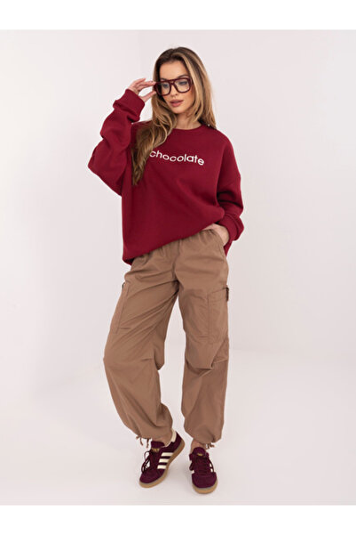 rue parıs Women's Sweatshirt, RUE PARIS, Cotton, Long Sleeve, Bordeaux, model...