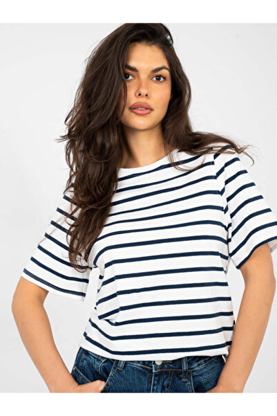rue parıs Women 't-shirt shirt, RUE PARIS, Cotton, Short Sleeve, Navy Blue, m...