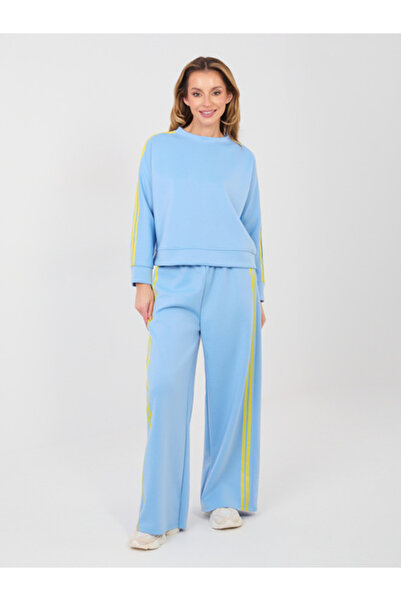 rue parıs Women's Sweatshirt, RUE PARIS, Polyester, Long Sleeve, Light Blue, ...