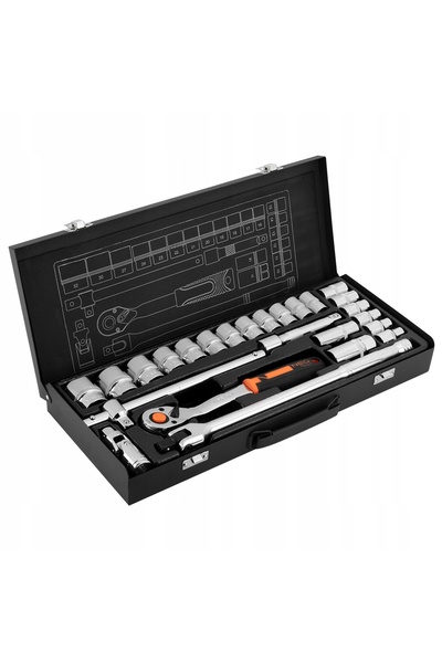 NEO Tools Seturi de chei tubulare 1/2 " 25 buc. + 1/4 " 63 el. Casetki