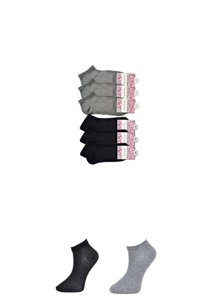 mtm My The Mall Clothing Black and Gray Women's Ankle Socks 6 Pairs
