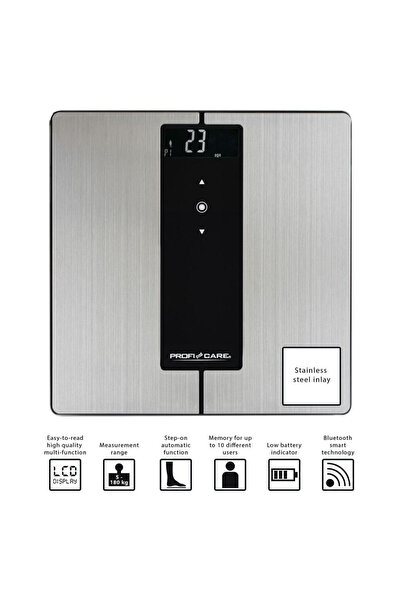 ProfiCare 9w1 Cântar de baie inteligent analitic SMART BLUETOOTH INOX