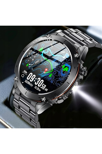 Lazird SMARTWATCH BĂRBĂTESC GPS 730 MAH NAVIGAȚIE APEDURĂȚI LANTERNĂ AMOLED PL