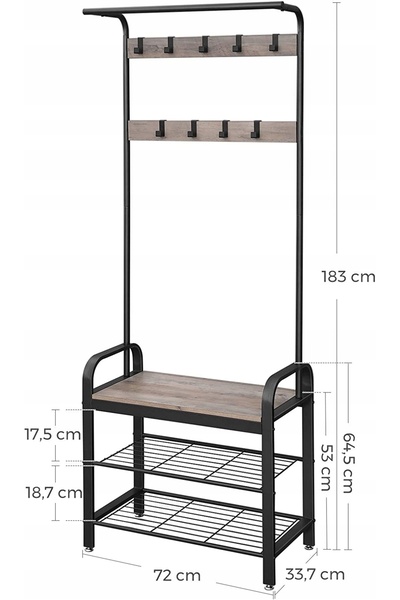 VASAGLE Suport vertical cu rafturi 3x Metal MDF Dulap