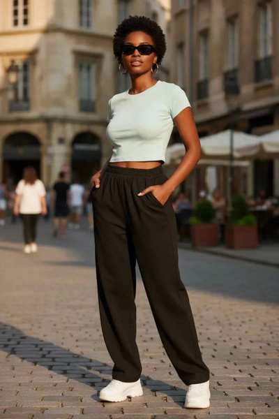 mtm My The Mall Clothing Women's White Modern Fit Round Neck Crop Blouse