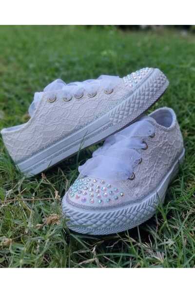 pediashoes Stone-Embellished Lace-Up Girls' Shoes, Girls' Orthopedic Daily Shoes