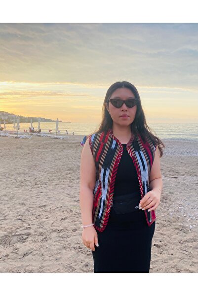 Kadife Hanım Quilted Vest - Black Sea Peshtemal Patterned Local Design - Unis...