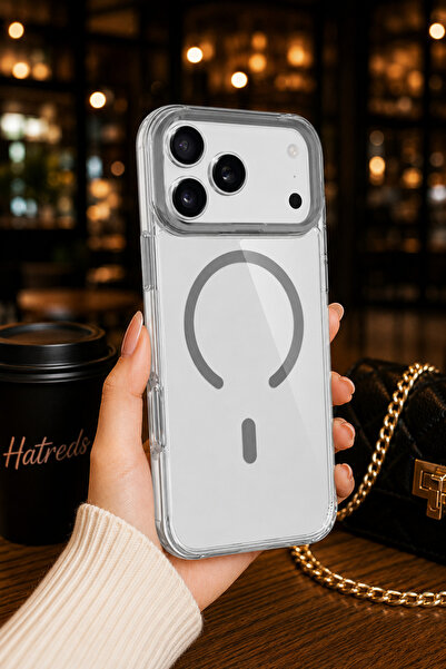 Hatreds iPhone 17 Pro Max Uyumlu MagSafe Airbagli Kamera Standlı Kılıf Koyu Gri