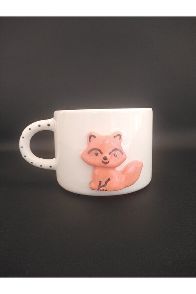 Zümrüdüanka Seramik Fox Embossed Handmade Ceramic Mug
