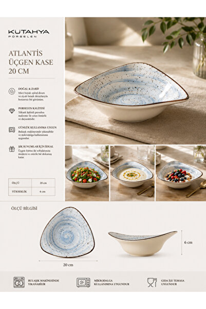 Kütahya Atlantis 20 cm Triangle Bowl – Modern Design Presentation Bowl