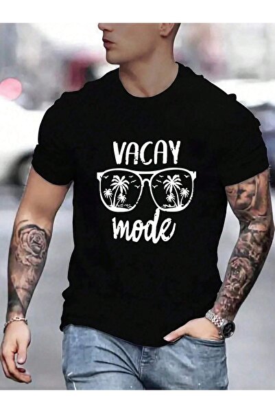 Astogria13 تي شيرت رجالي برسومات Vacay Mode |   تي شيرت بأكمام قصيرة وياقة دا...