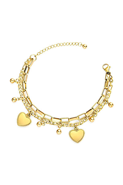 OEM Twin Hearts gold bracelet, stainless steel, 18K gold plated