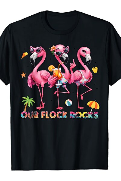 Ekim11 Funny Flamingo Graphic T-Shirt for Men Summer Vacation 1pc