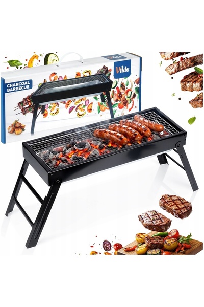 Vilde Grătar cu cărbuni pliabil portabil de grădină turistic de picnic mic 77 cm