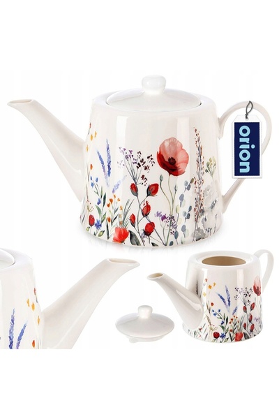 Orionis Cana de cafea și ceai din porțelan alb, elegantă, cu imprimeu Maci OR...