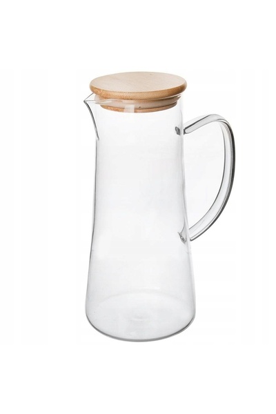 Orionis Carafa de sticlă cu capac de bambus, solidă, decorativă, ORION 1,35 L