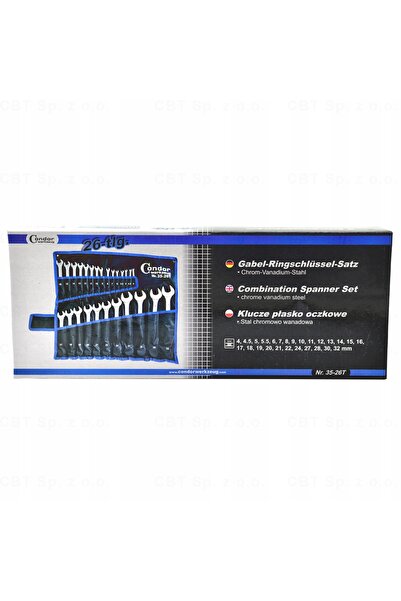 Condor Werkzeug Set chei fixe și inelare, 26 piese, oțel cromat, 4-32mm + husă