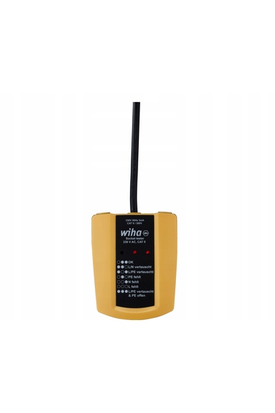 wiha Tester de conexiuni pentru prize electrice 230V AC, Categoria II, până l...