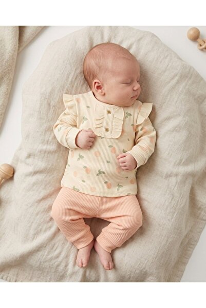 VOY KİDS 100% Cotton 0-3-6-9-12 Months Baby Girl Ribbed Ruffle Detailed Thin ...