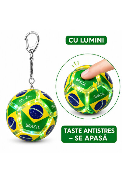 SHOP LIKE A PRO Breloc Minge de Fotbal Brazilia cu Lumini, Jucărie Antistres ...