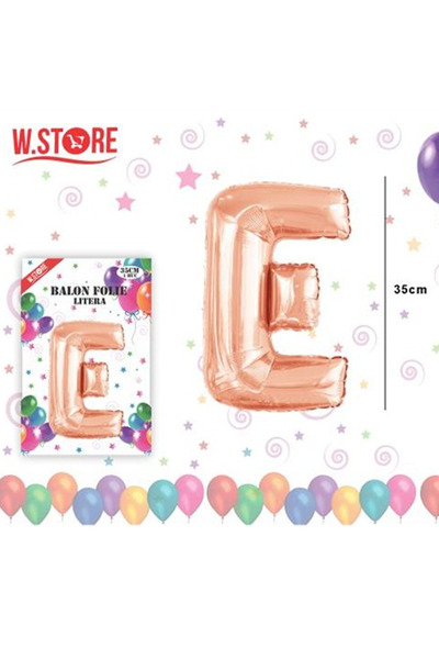 Re Balon folie literă A-Z roz auriu, înălțime 35 cm, autoetanșabil, decor pet...