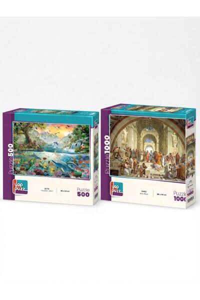 Tıfıl Toys Athens School and Animal Kingdom Double Set - 1000 + 500 Piece Dou...