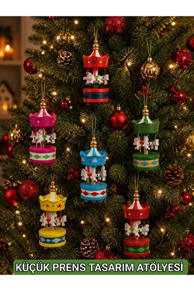 Yağmur New Year Christmas Tree Christmas Ornament Carousel Set of 6 Red Green...