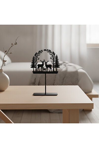 Bafidica Modern Minimalist Siyah Metal Geyik ve Orman Temalı Masaüstü Dekorat...