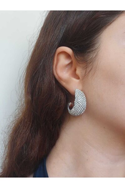 bijoux uniques أقراط من الفولاذ المطلي بمادة خفيفة للغاية مرصعة بحجر الزركون