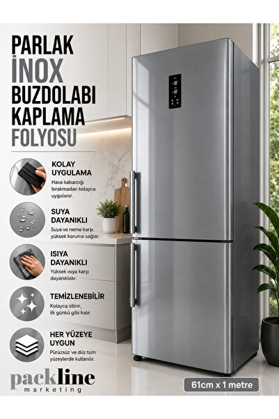 Packline Marketing Sjajna inox folija za prekrivanje frižidera 61cm x 1metar