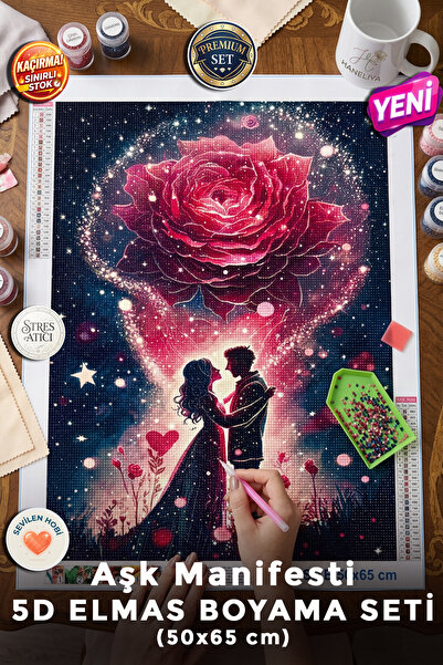 Haneliya Aşk Manifesti - 5D Diamond Painting - Elmas Mozaik Tablo Boyama Hobi...