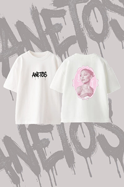 Anetos Ariana Grande_146 Design Back Printed Cotton White Oversize T-Shirt