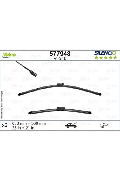 VALEO Silencio FlatBlade OE wiper blade Top Bottom Set 630/530 mm
