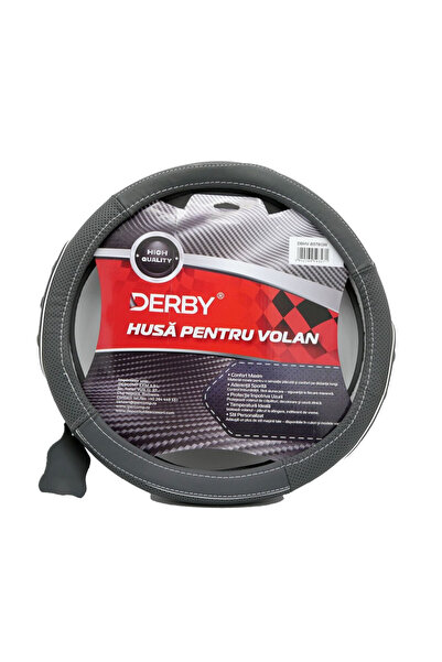 Derby Genuine Leather steering wheel cover Grey White (37-39 cm)