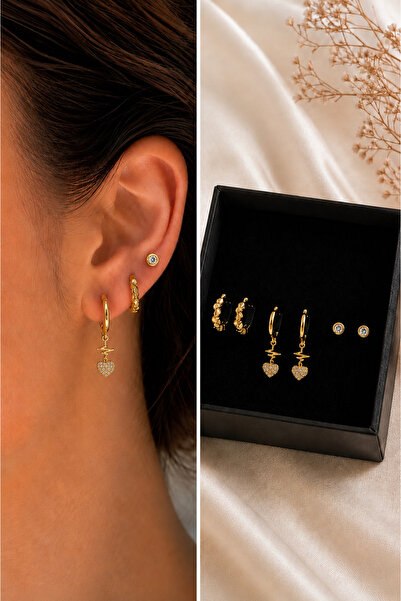 PULİNİN DÜKKANI Set of 6 Gold Color Hoop Earrings – Combination Earrings with...