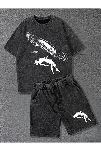 Toum Gothic Design Grunge Oversize Washed Vintage Bermuda Shorts