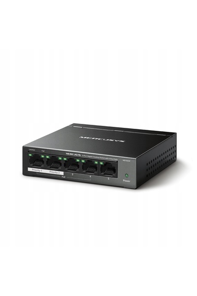 NO BRAND Switch MERCUSYS MS105GP Gigabit Ethernet, 5 porturi, Funcție PoE+