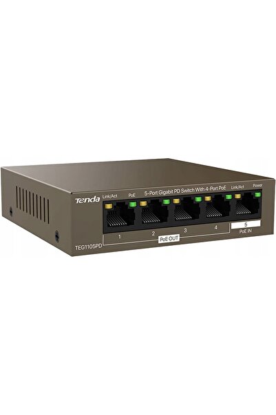 NO BRAND Switch TENDA TEG1105PD Gigabit Ethernet, 5 porturi, Funcție PoE