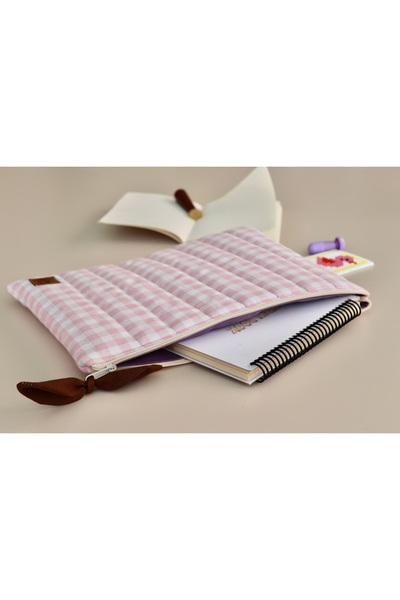 Tasarım Quilted Laptop Case 13 Inch |   Handmade Cotton Laptop Bag |   Pink