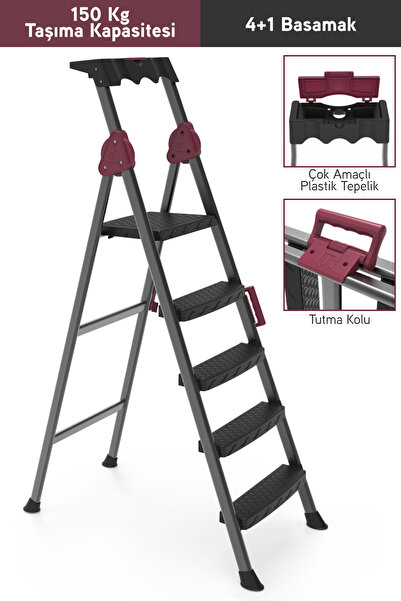 Perilla Comfort 4+1 Geniş Basamaklı Kolay Taşıma Aparatlı Merdiven