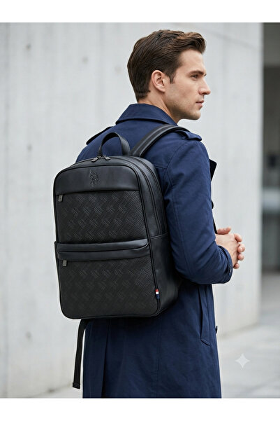 U.S. Polo Assn. Daily Use Travel Business Leather Backpack with Laptop Compar...