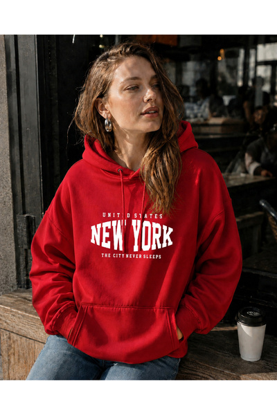 FAVORİST New York the City Never Sleeps (Hooded 3 Thread Sweatshirt) Unisex