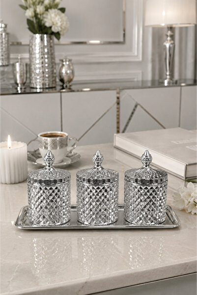 rova tr Diamond Series 3-Piece Crystal-Look Glass Sugar Bowl and Presentation...