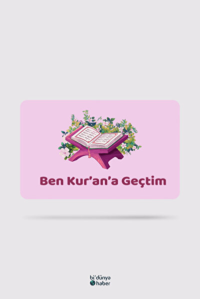 Bi Dünya Haber Ben Kur'an'a Geçtim (Pembe) Temalı Buzdolabı Magneti Mutfak Sü...